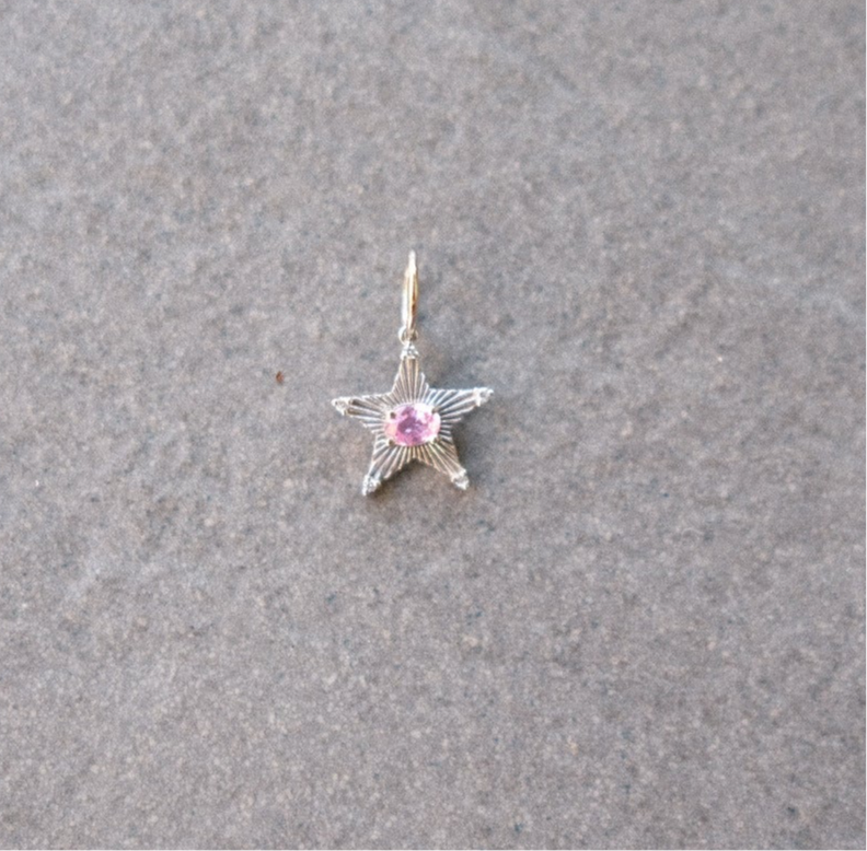 StarLight with Pink Sapphire and 5-Diamond Point- white gold- Petite