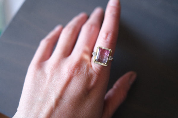 Bi-color Pink and Purple Icon Ring